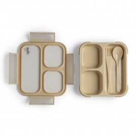 Microwavable Lunchbox with Fork and Spoon - Beige