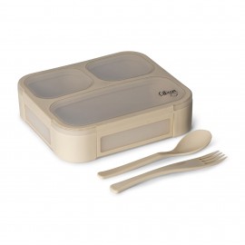 Microwavable Lunchbox with Fork and Spoon - Beige