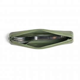 Silicone Cutlery Set with Pouch - Green
