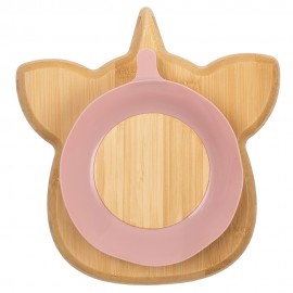 Bamboo Plate with Suction - Unicorn Blush Pink