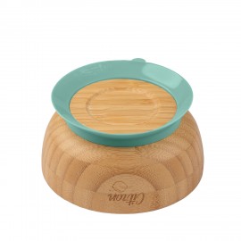 Bamboo Bowl with Suction and Spoon - Green
