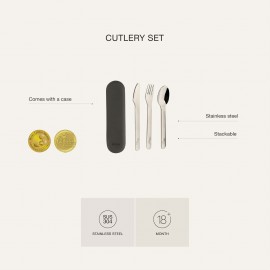 Stainless Steel Cutlery Set With Silicon Case - Cherry