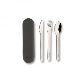 Stainless Steel Cutlery Set with Silicon Case - Black
