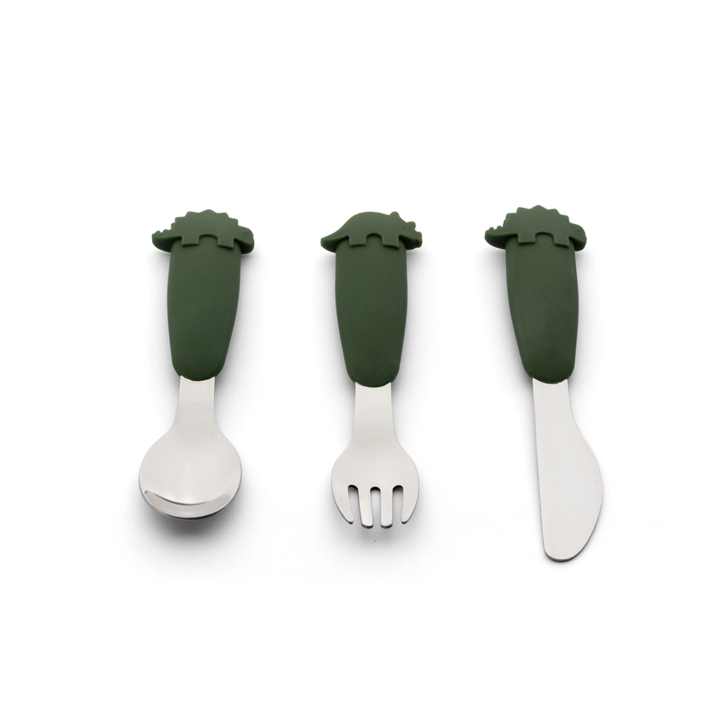 Silicon Cutlery - Dino Green