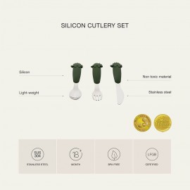 Silicon Cutlery - Dino Green