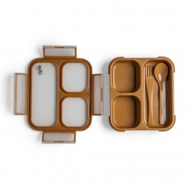 Microwavable Lunchbox with Fork and Spoon - Caramel