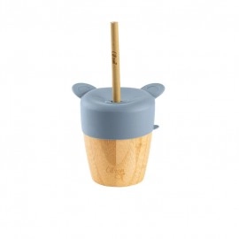 Bamboo Cup and Straw - Dusty Blue