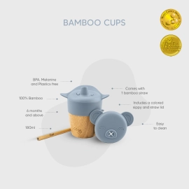 Bamboo Cup and Straw - Dusty Blue