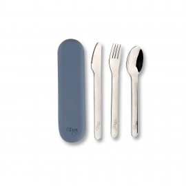 Stainless Steel Cutlery Set With Silicon Case - Dark Blue