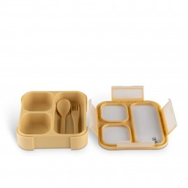 Microwavable Lunchbox with Fork and Spoon - Yellow