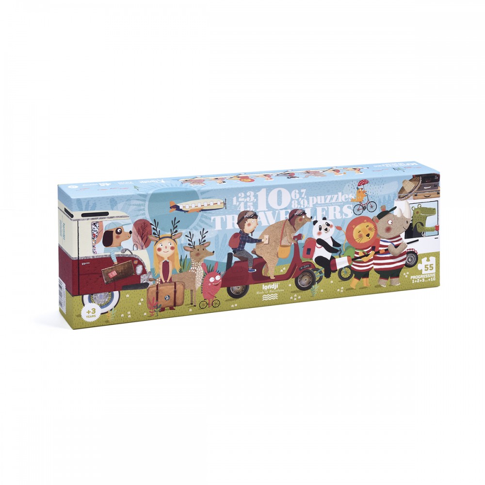 10 Travellers - 1+2+3+4 …+10 pcs - Progressive Puzzle