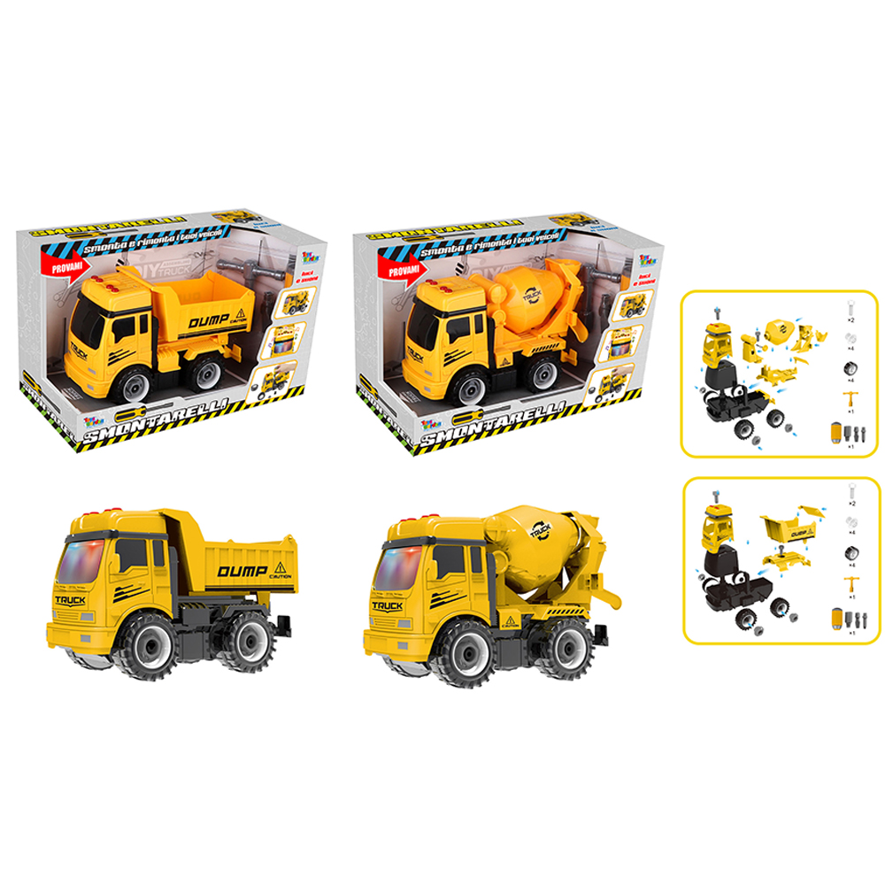 Smontarelli - DIY Construction Site Vehicles With Lights And Sound Set - 2 Pcs