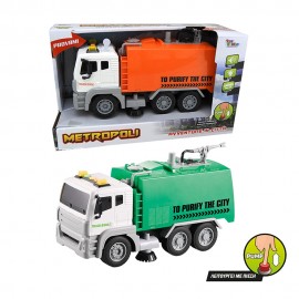 Metropoli - Cleaning Trucks with Lights, Sound and Pump Function Set - 2 pcs