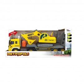 Metropoli - Towcar Trailer with Excavator with Lights and Sound