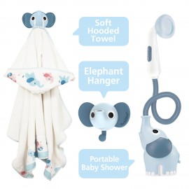 Elephant Baby Shower Bath Set - Blue